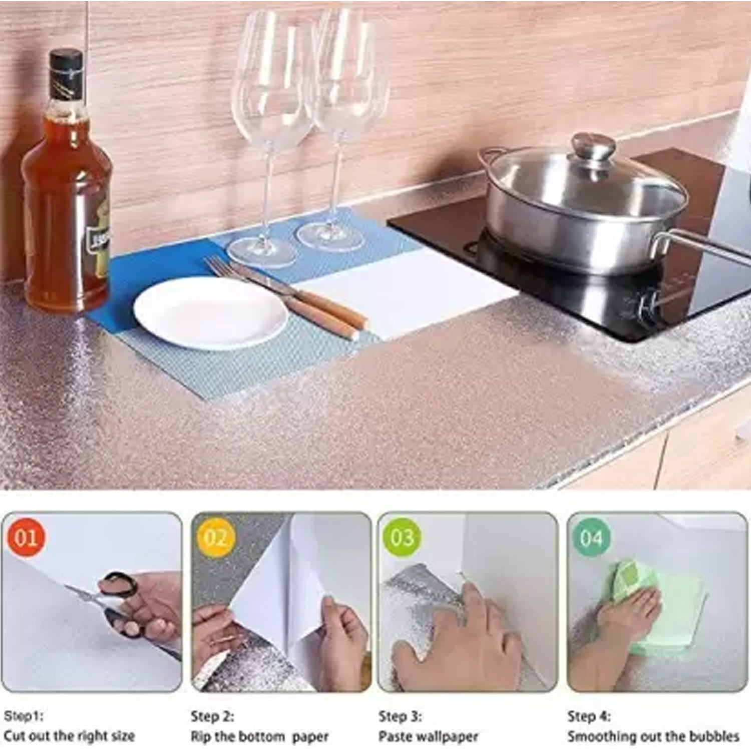 9075 Aluminium foil for Kitchen and Aluminium Foil Paper Sticker Roll for Kitchen Wall, Drawers. (60cm*2Meter) DeoDap 9075 Aluminium foil for Kitchen and Aluminium Foil Paper Sticker Roll for Kitchen Wall, Drawers. (60cm*2Meter) DeoDap